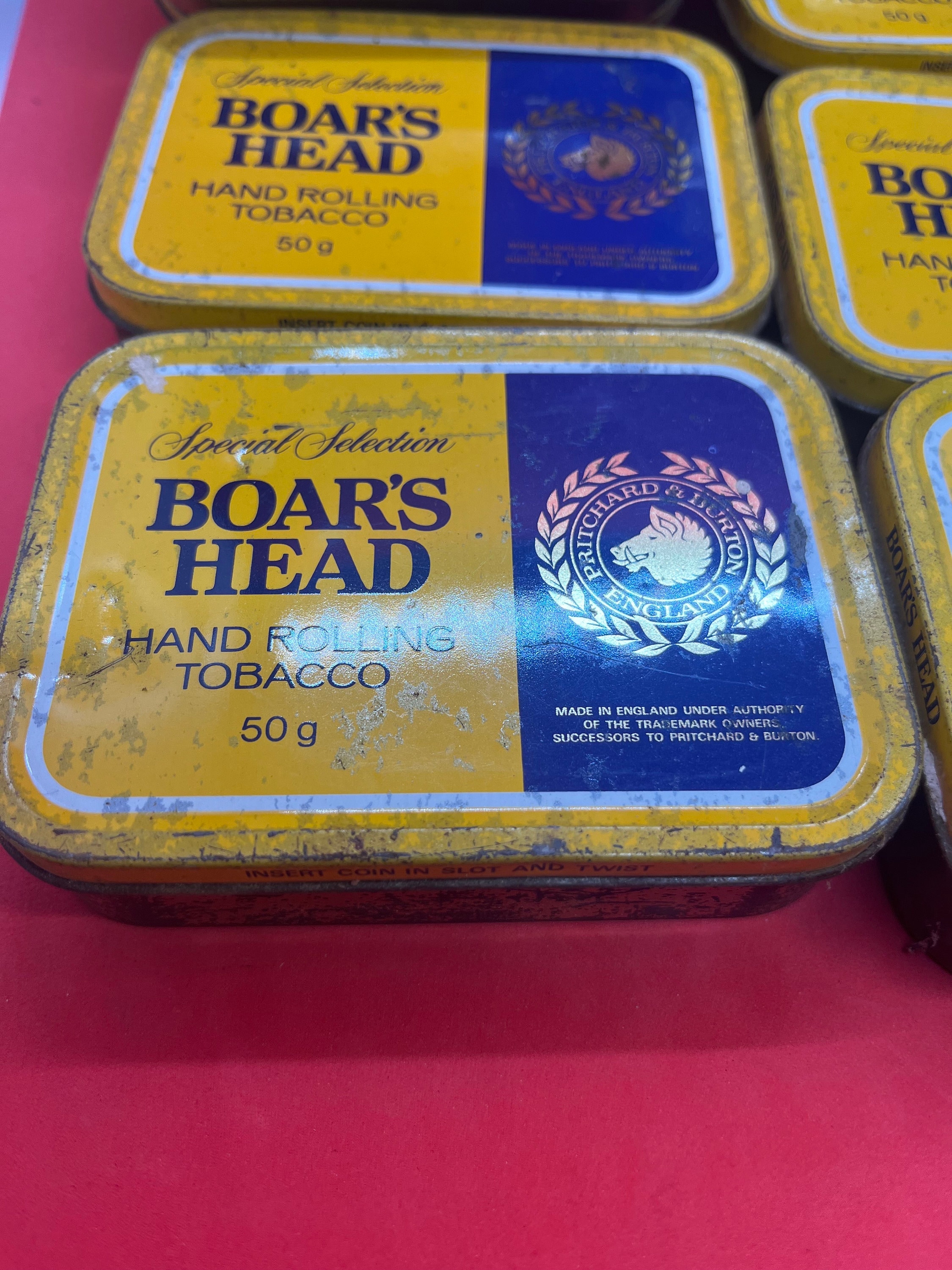 boars head tobacco for sale Boar's Head Tobacco Tin Storage Gift Vintage Condition
