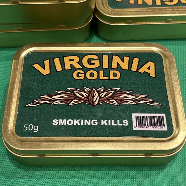 Vintage Virginia Gold Tin Storage Gift golden