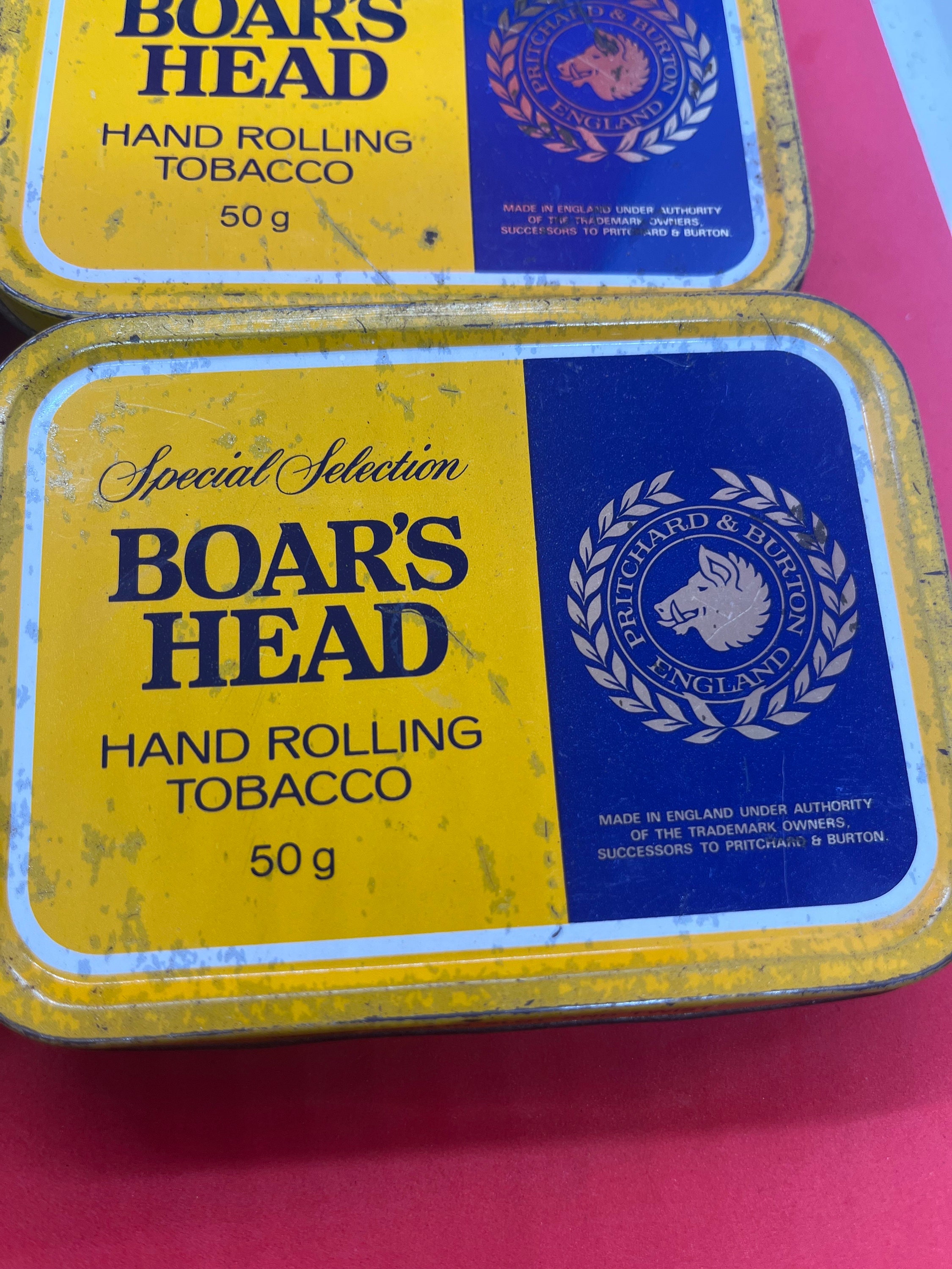 Boar's Head Tobacco Tin Storage Gift Vintage Condition