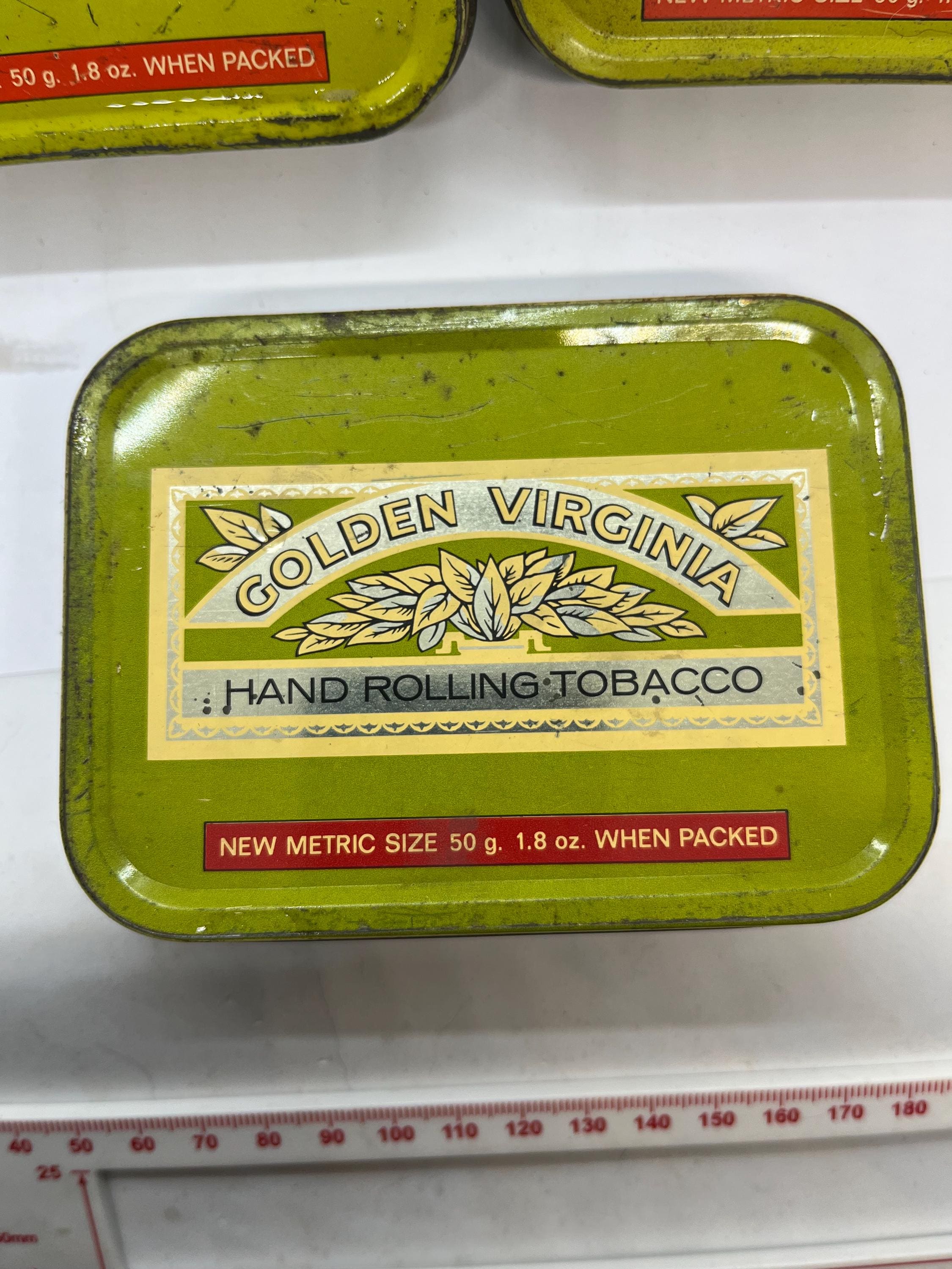 Vintage Golden Virginia Tin Storage Gift - Clean and Good Grade - New  Metric Size Red Label