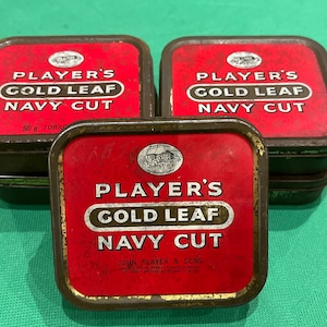 Vintage Red Players Gold Leaf Navy Cut Tobacco Tin Storage Gift