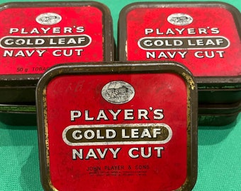 Vintage Red Players Gold Leaf Navy Cut Tobacco Tin Storage Gift