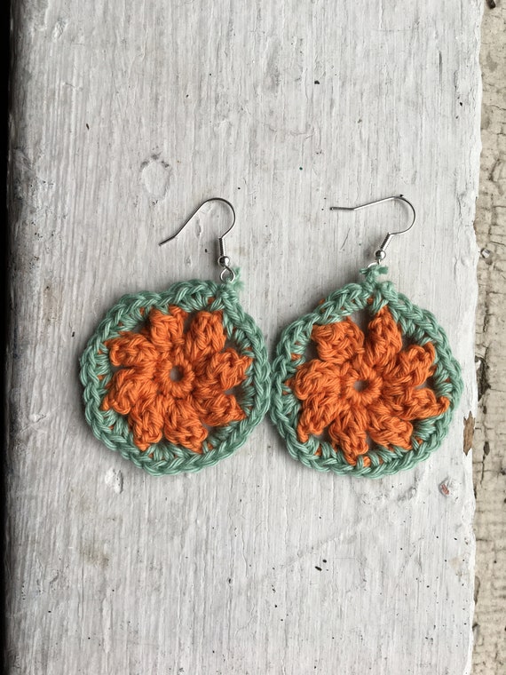 Crochet Mandala Flower Earrings
