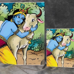 Krishna Cow Canvas Print | Amar Chitra Katha Indian Art