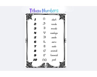 Páginas para colorear de números en telugu: imprimibles educativos para niños (descarga digital)