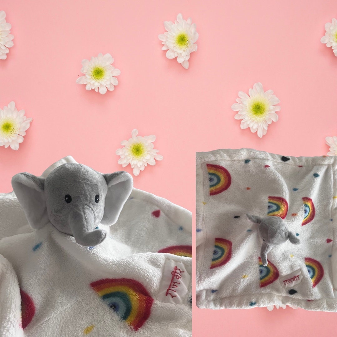 Personalized Hindi Elephant Blanket Lovey Hand Sewn Custom Blanket Security Blanket Baby Gift Embroidered Lovey 15 Etsy
