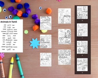 Dibujos para colorear de animales tamil imprimibles - Impresión digital - Regalo para todos