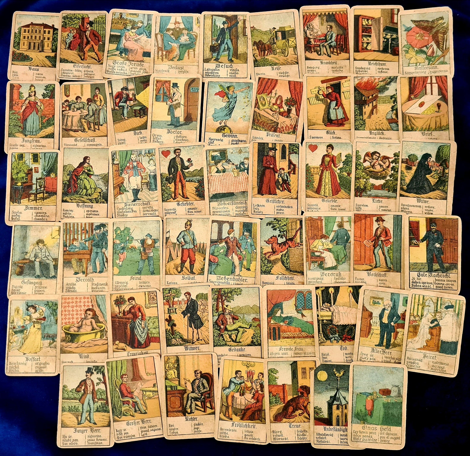 Reading With 120 Year Old Gypsy Cards 53cards in the Grand Tableau for