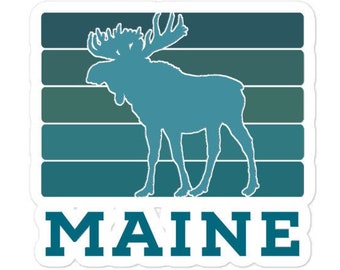 Maine Moose Sticker, Maine Decal, Maine Bumper Sticker, Maine Sticker, Gift for Mainer, Cute Maine Moose Sticker and Decal, Maine Gift Women
