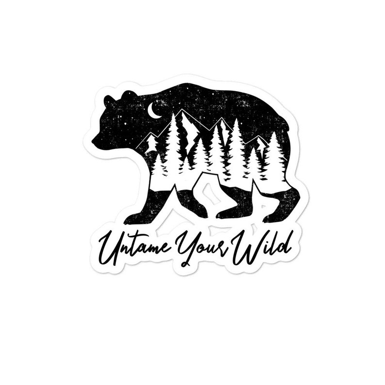 Die Cut Vinyl Bear Sticker Double Exposure Bear Nature Sticker Bear Outdoor Stickers Wild Sticker Bear logo Bear Decal Bear Sticker