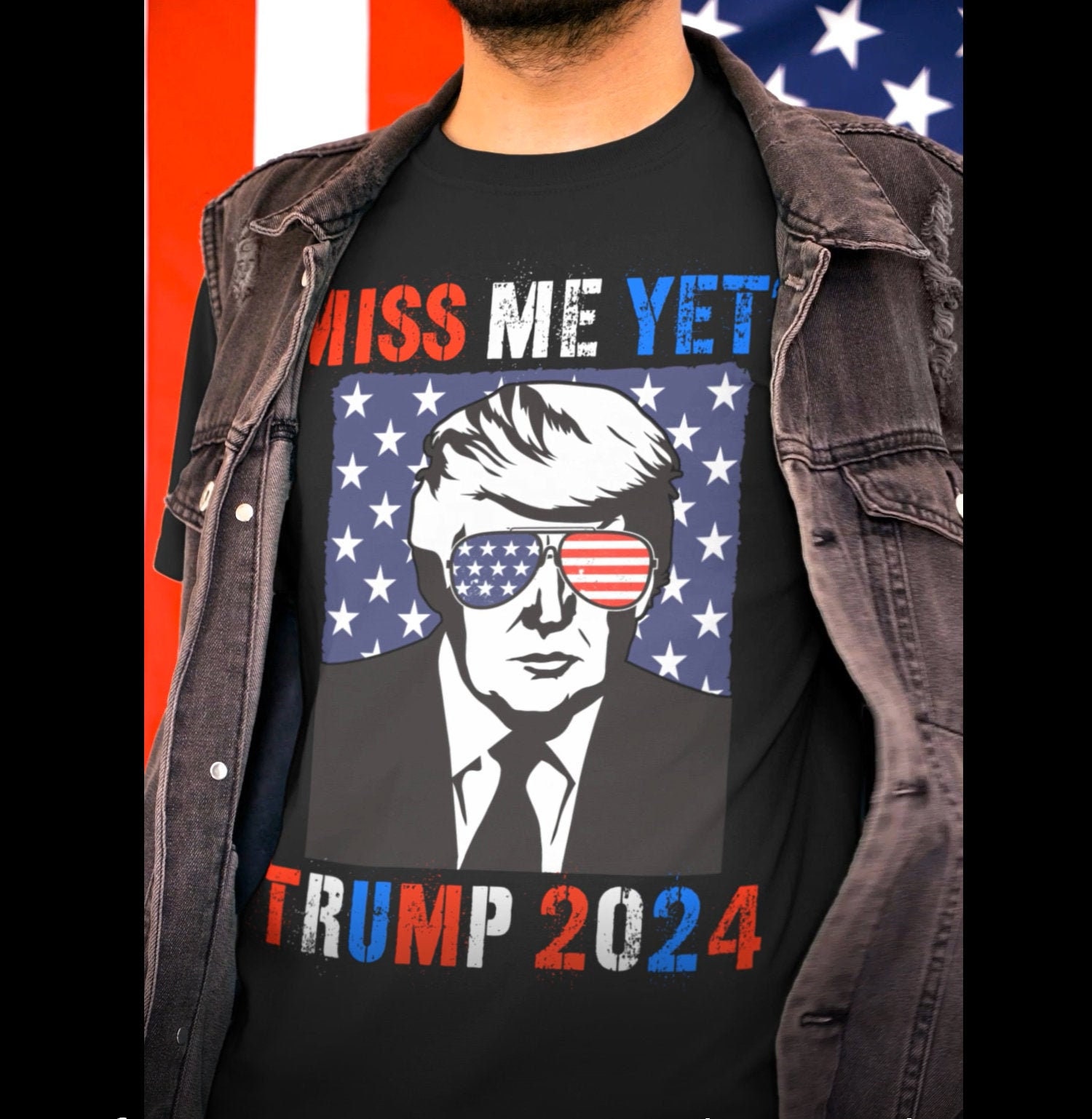 Men's Funny Trump 2025 American Flag Vintage TShirt MAGA Etsy