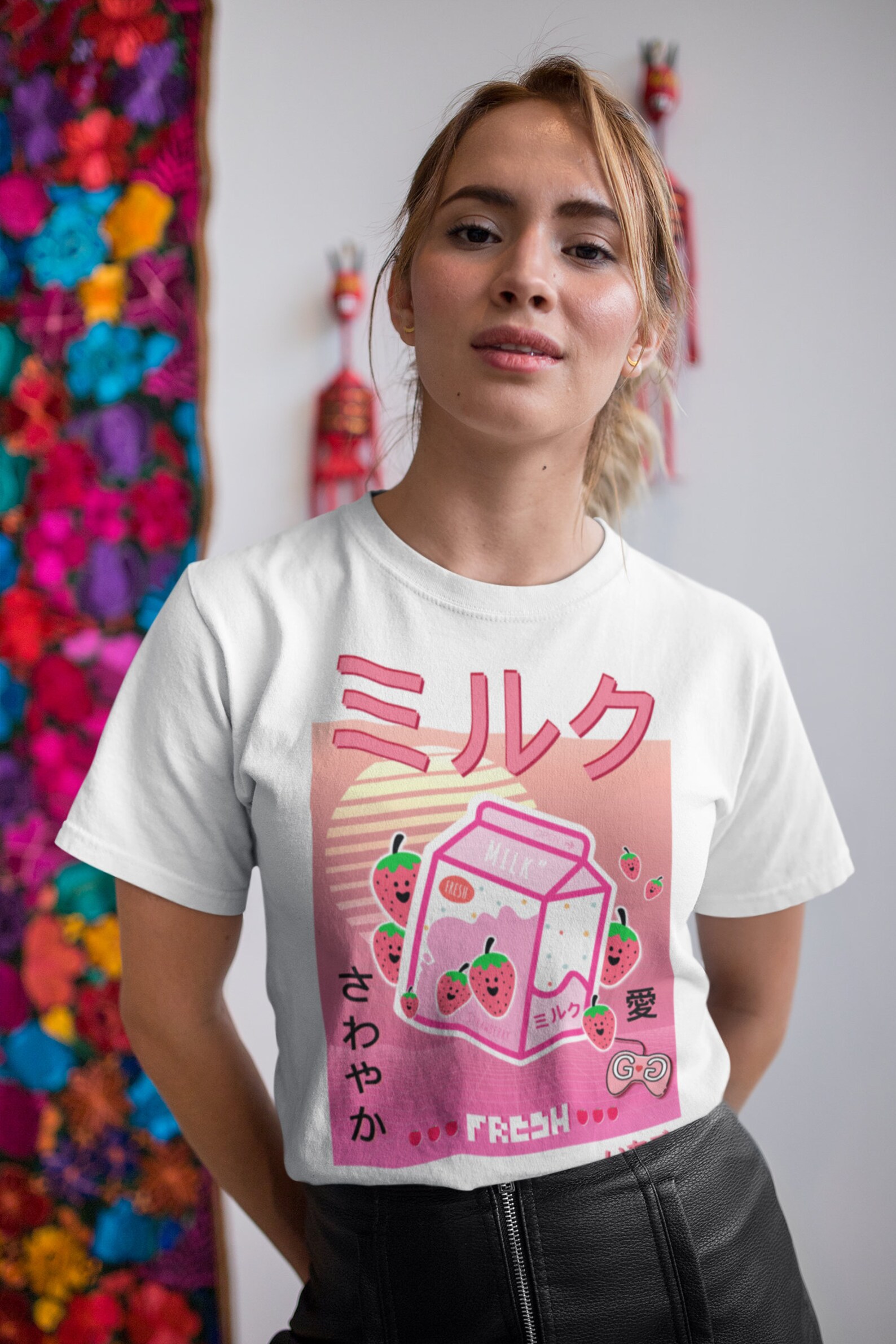 Pink Retro 90's Vaporwave Japanese Kawaii Strawberry Milk | Etsy