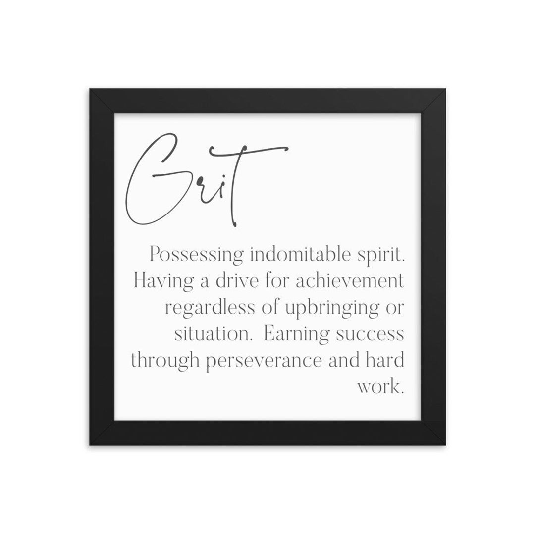 Grit Definition Poster gerahmt, Gerahmt Inspirierendes Zitat Poster