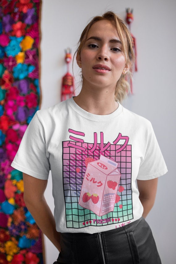 Japanese Milk Carton T-Shirt Gift Strawberry Milkshake Tee Japanese Milk Carton T-Shirt Gift Strawberry Milkshake Tee