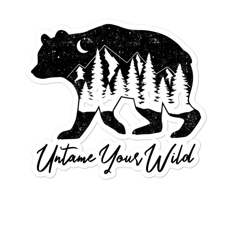 Die Cut Vinyl Bear Sticker Double Exposure Bear Nature Sticker Bear Outdoor Stickers Wild Sticker Bear logo Bear Decal Bear Sticker