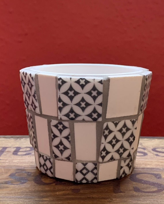 Small Modern Flower Pot Black and White Ceramic Plant Pot Etsy UK