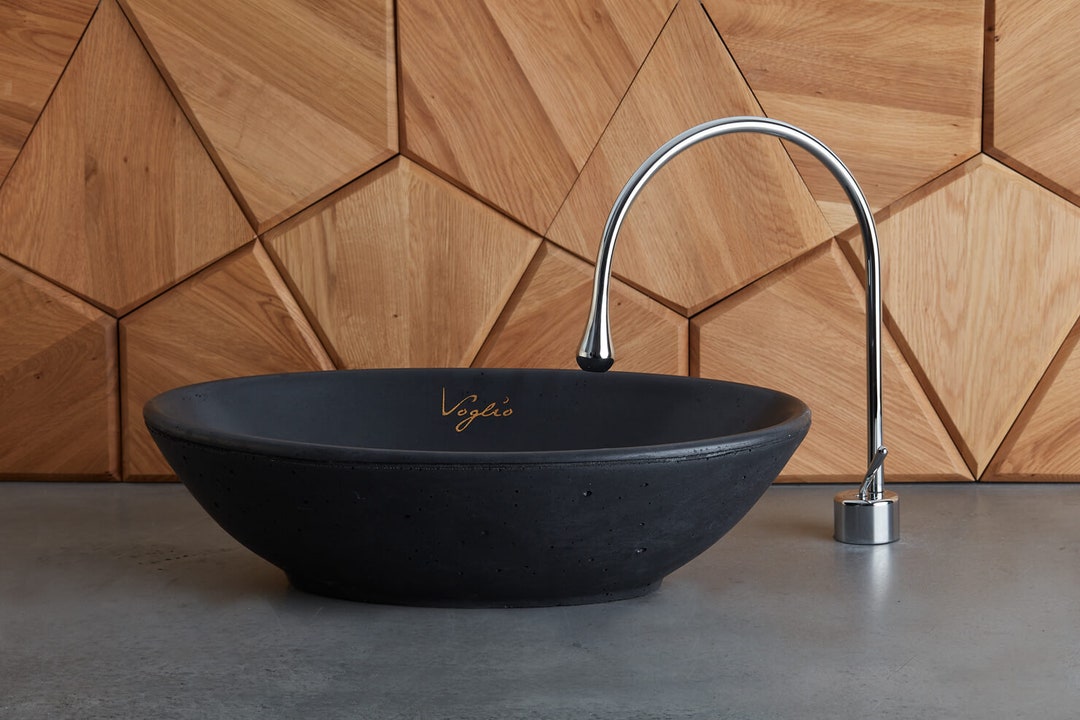 Black, Oval, Bathroom Sink | Concrete Sink | Bathroom Vessel Sink ...