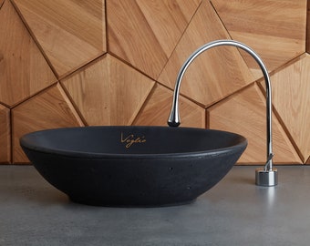Black, Oval, Bathroom Sink | Concrete Sink | Bathroom Vessel Sink | Vessel Sink | Handmade wash basin | Professionally sealed
