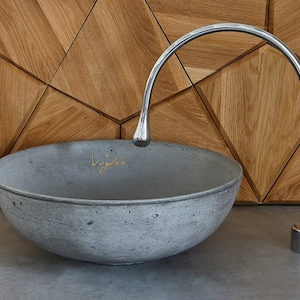 Grey Vessel Sink | Handcrafted, countertop  concrete sink | Vanity top vessel sink  | smal toilet washbasin | Bathroom cabinet sink