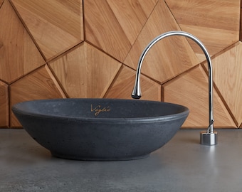 V_63 Anthracite Bathroom Sink | Concrete Sink | Round Sink | Bathroom Vessel Sink | Vessel Sink | Wash Basin |  Concrete