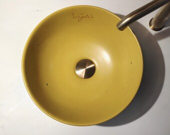 V_5 Mustard color vanity top sink |  Counter top, handmade bowl shape washbasin  | Small bathroom vessel sink | Professionally sealed
