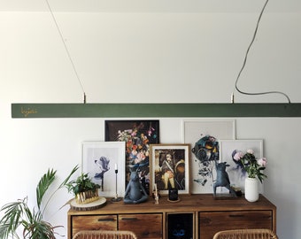Kale green" concrete pendant lamp, line modern reception desk loft lamp. Fits perfect for kitchen island and dinning table!