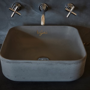 Concrete Sink | Bathroom cabinet&#39;s anthracite  washbasin | WC counter top  square sink | Bathroom  vanity top washbasin all handmade.