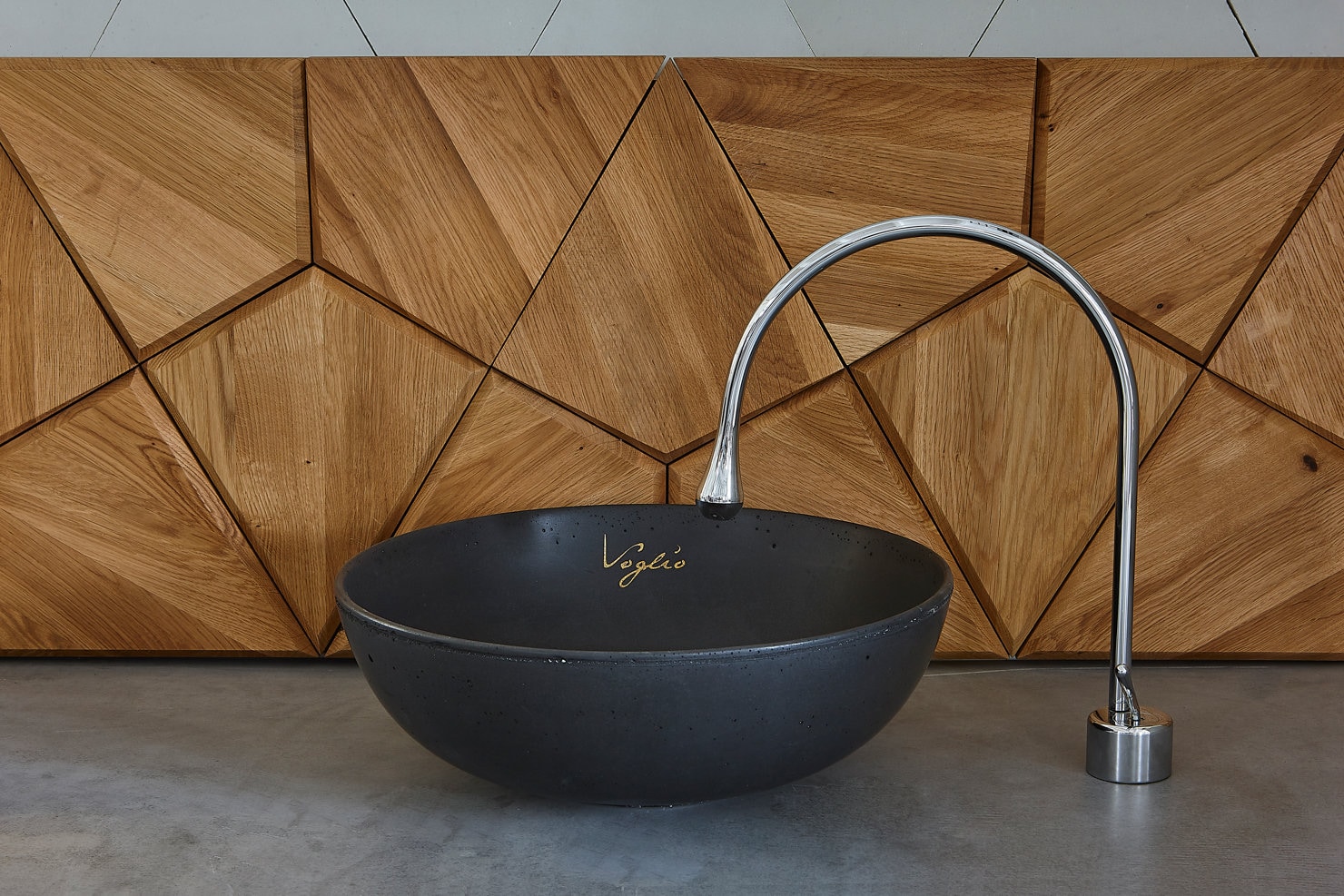 Bathroom Vanity Top Sink | Countertop concrete sink | Black color, round shape washbasin | Handmade, professionally sealed.
