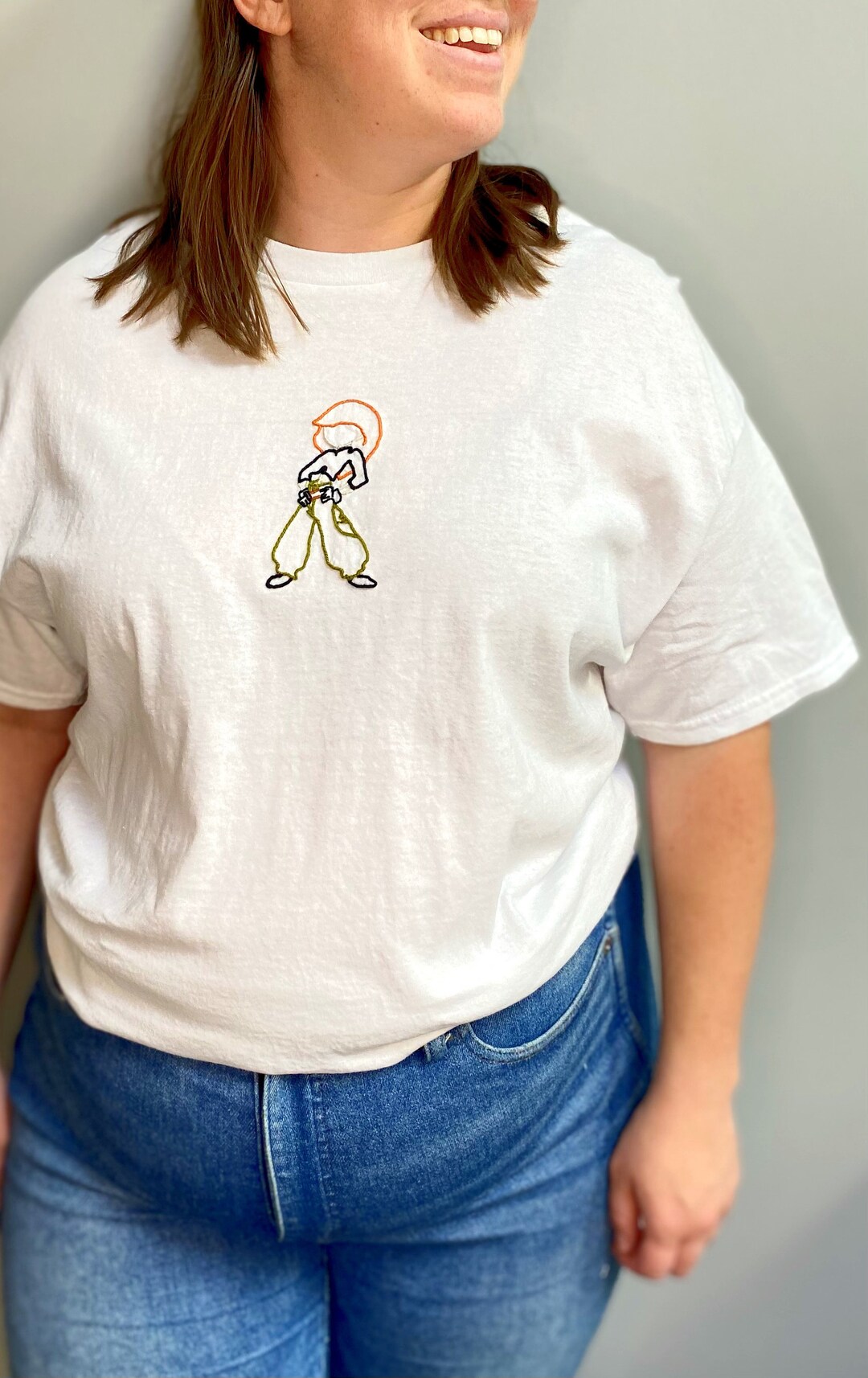 Kim Possible Shirt, Nostalgia Disney Cartoon, Y2K Character, Hand Embroidered Tshirt