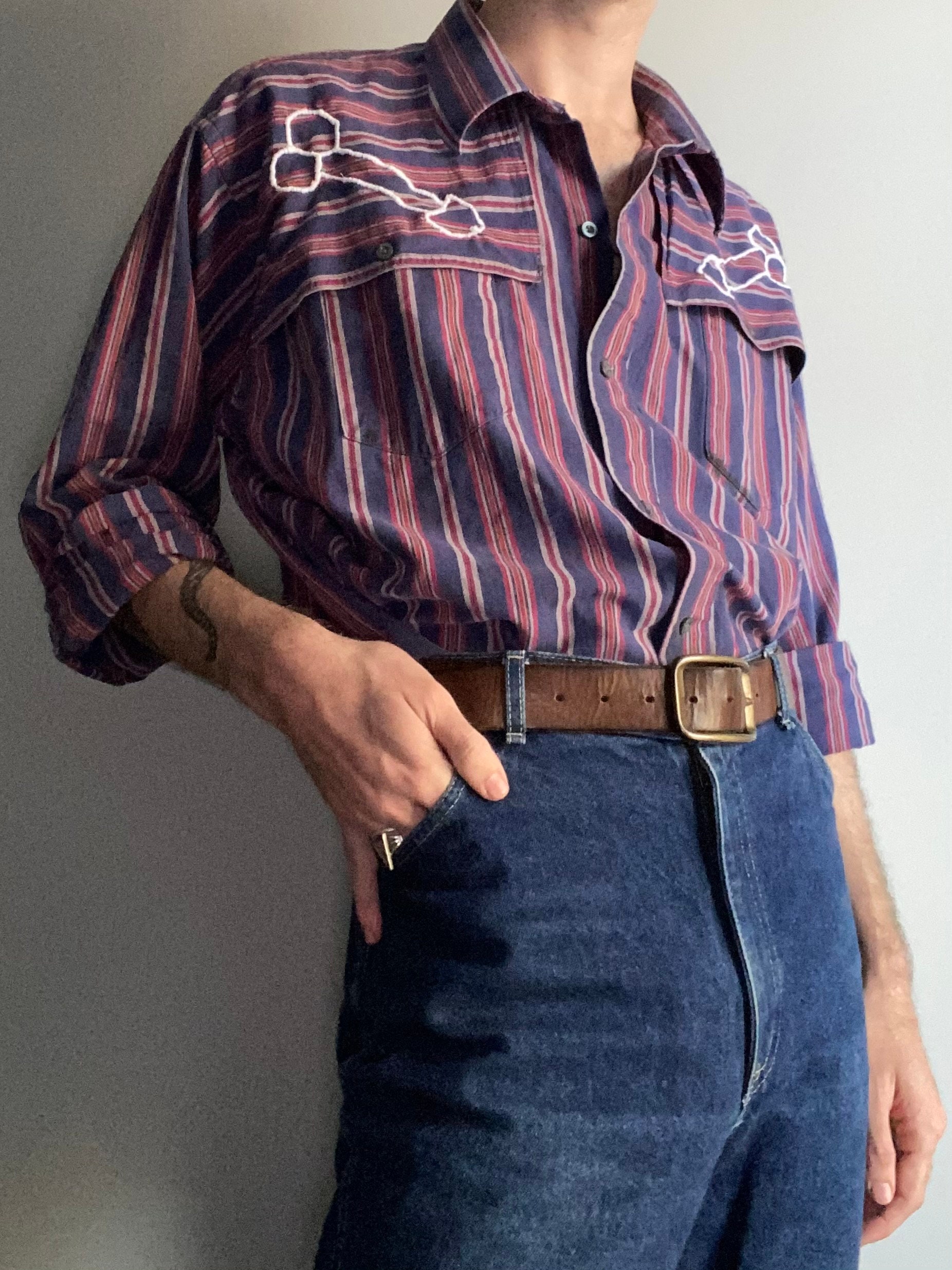 Western Shirt With Penis Yoke Embroidery - Etsy Israel
