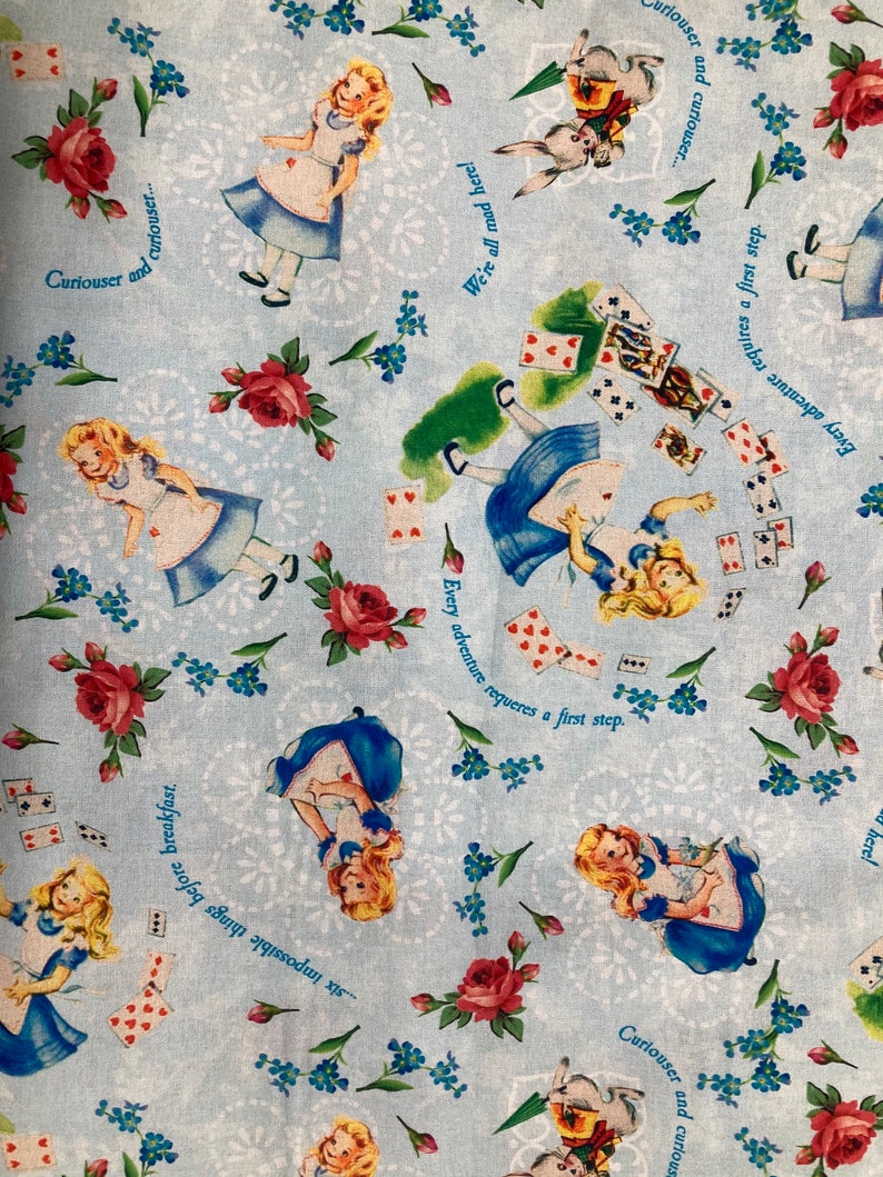 Alice in Wonderland Cotton Fabric Etsy