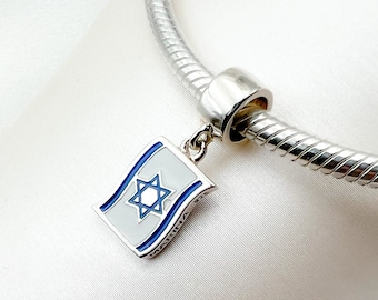 Israeli Flag Enamel Silver 925 Charm - Perfect for Pandora Charm Bracelet