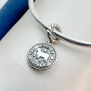 The Lord is My Shepherd Psalm 23 Charm | Perfect for Pandora Charm Bracelets | Crafted in 925 Silver.