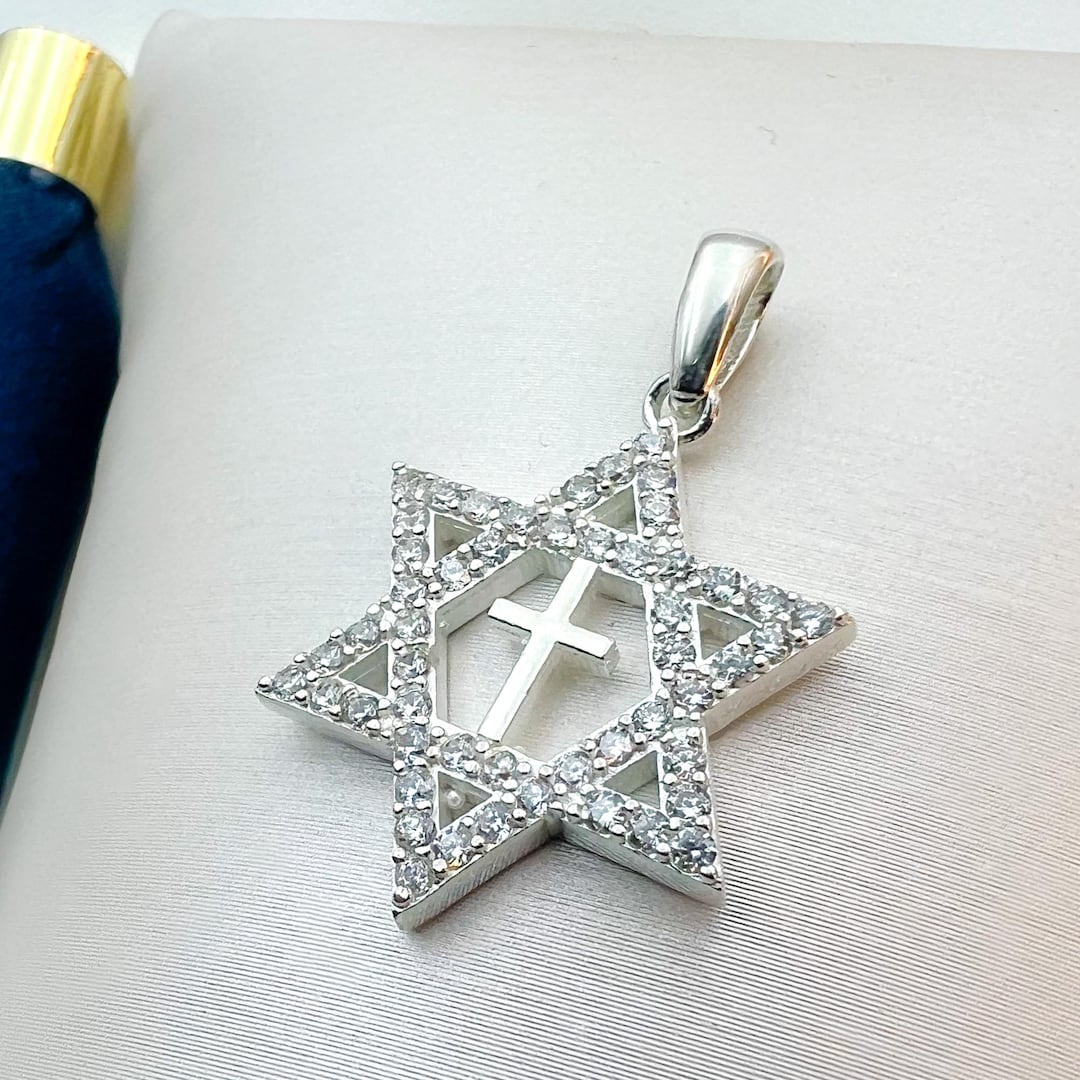 Collana Con Stella Di David E Croce Laterale, Design Personalizzato - Foto 3