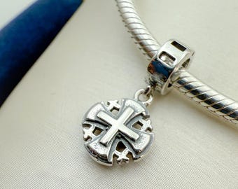 Jerusalem Cross Charm | Compatible with Pandora Bracelet & European Styles | Sterling Silver 925