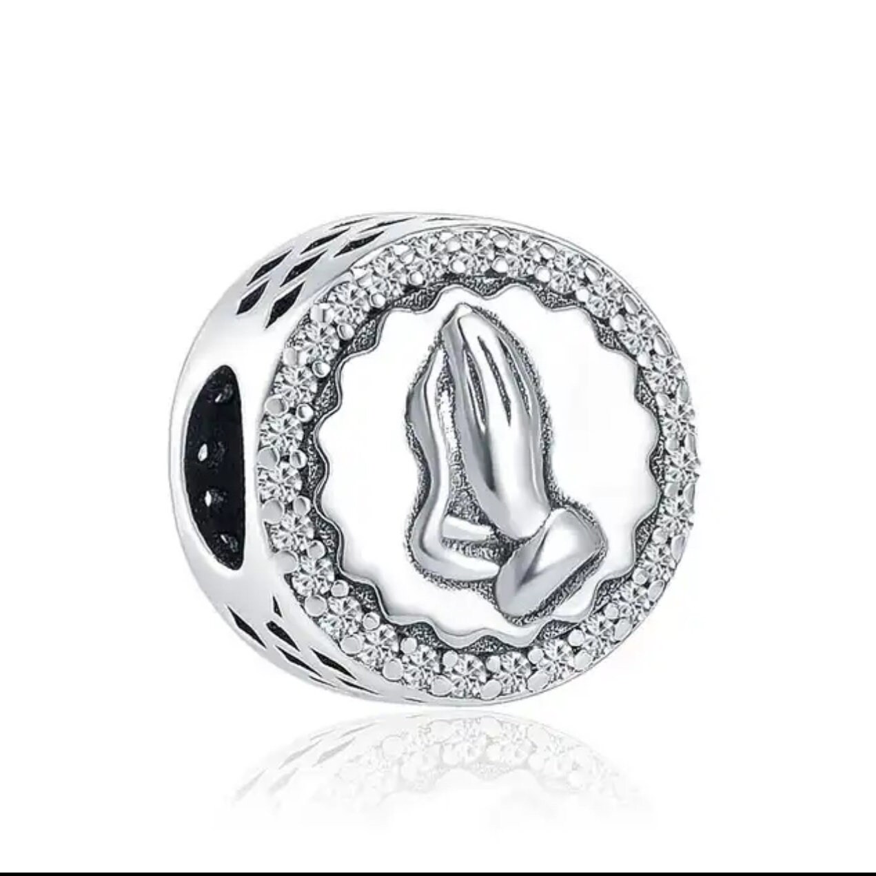 Sterling Silver Praying Hands Charm With Sparkling White Zircons for Pandora Bracelet Etsy