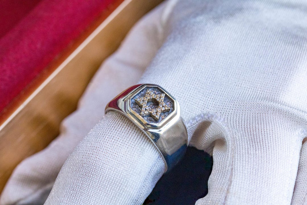 Jewish Diamond Rings Magen David Mens Signet Ring | Star of David Jewish Judaica Jewelry ...