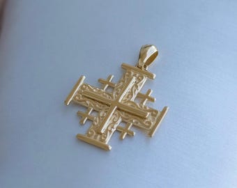 EUEAVAN Collana Croce Di Gerusalemme In Acciaio Inox, Ciondolo Religioso Greco Ortodosso, Regalo Per Battesimo E Cresima