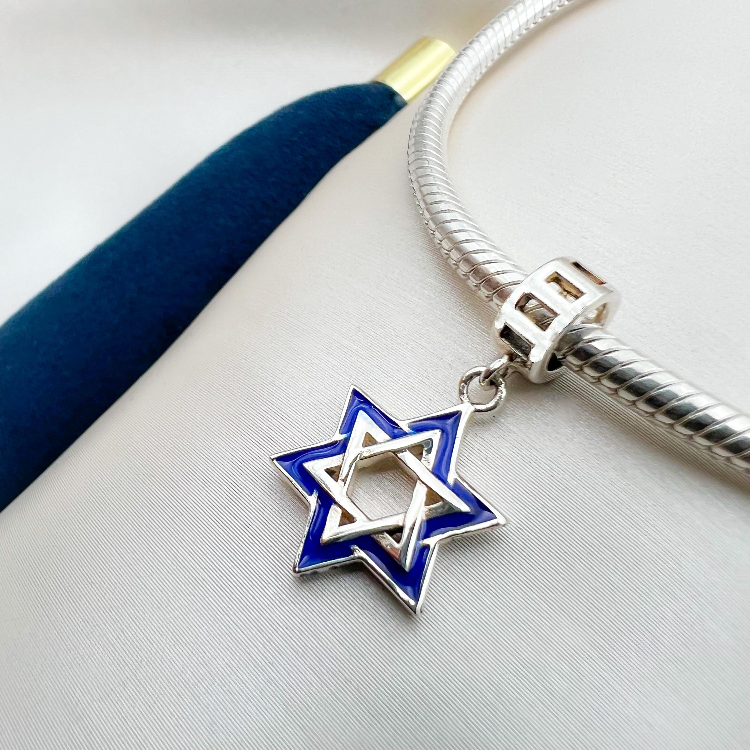 David Star Charm | Sterling Silver 925 with Blue Enamel - Elegant & Timeless Design, Perfect Fit for Pandora Charm Bracelet.