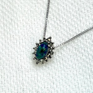 Pendentif pierre d&#39;Eilat avec marcassite (argent 925) / Collier marcassite en pierre du roi Salomon