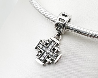Jerusalem Cross Charm | Symbolic Elegance for Pandora Bracelets & Collections | Sterling Silver with Zirconia