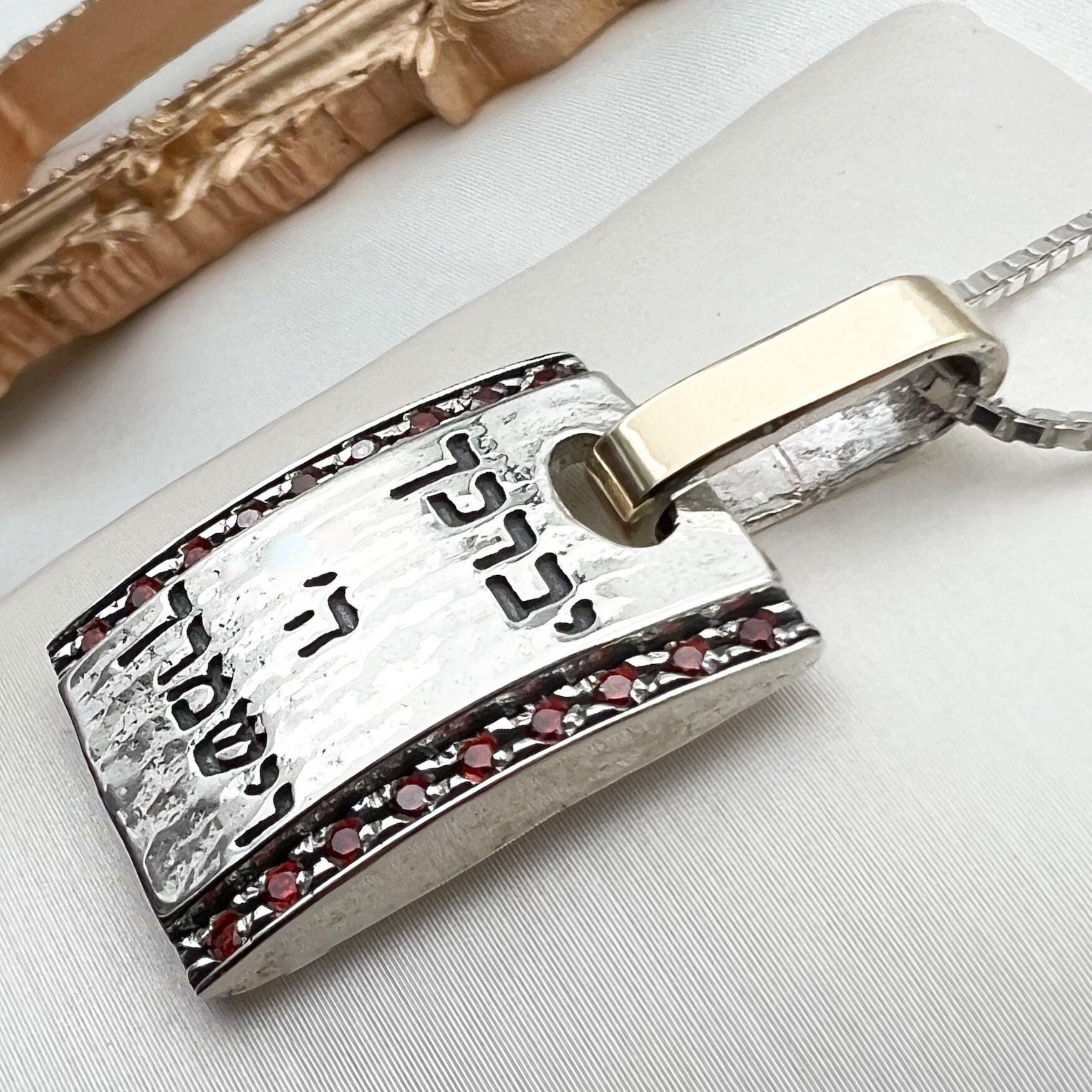 GOD Bless You and Protect You Pendant (silver 925 + 14k Gold