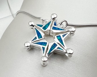 Dual-Design Star of David Pendant | Multiple Opal Accents | Opens to Reveal a Beautiful Necklace | Silver 925 with Chain Included
