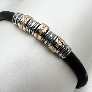 Three Blessings Bracelet | Shema Yisrael Yiftach H’ Anna Bekoach | Jewish Blessing Bracelet | 14k Gold & Silver 925 | Silicon Band