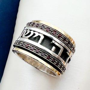 Priestly Blessing Ring ‘May the Lord Bless You’ | Garnet Stones, Handcrafted in Silver, 14k Gold | Divine Symbol of Protection & Love!
