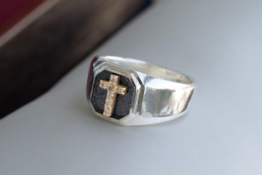 Cross Mens Ring | Christian Church Faith Jewelry | Holy Land Jerusalem ...