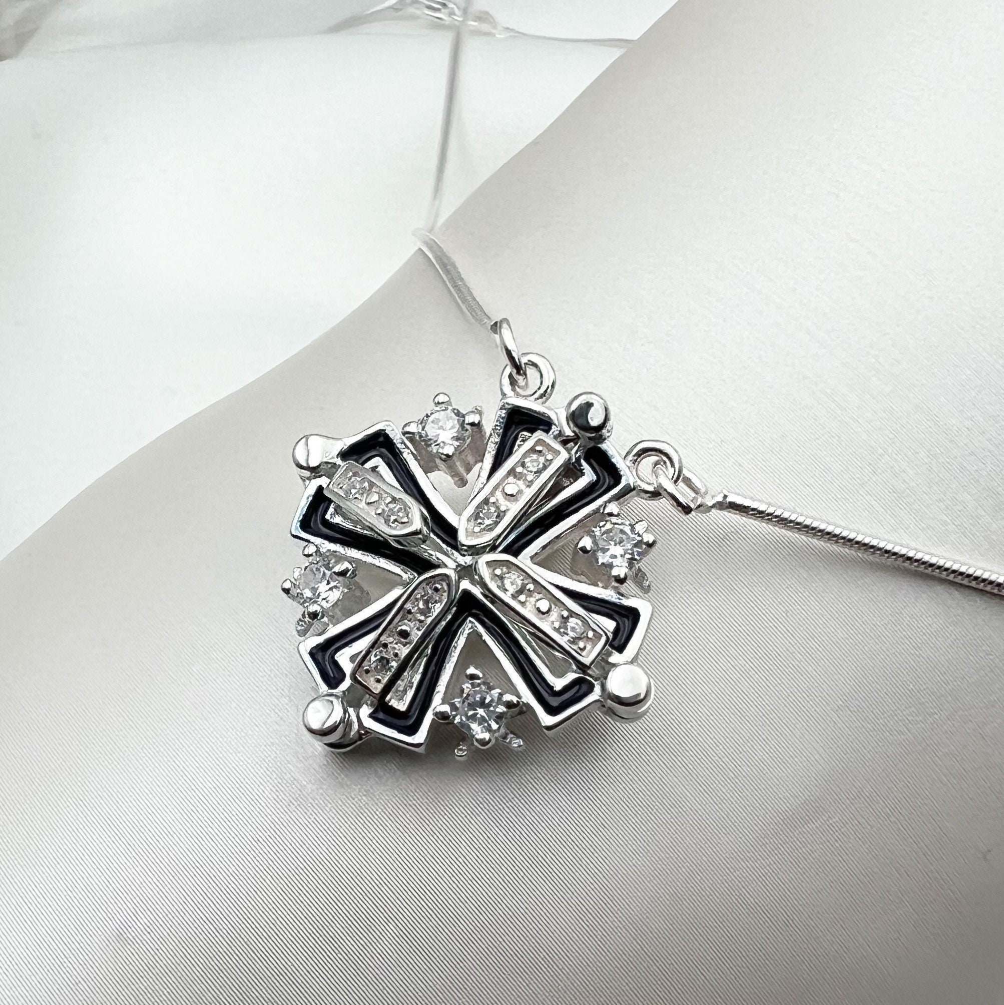 Spilla Croce Di Gerusalemme In Argento 800 Vintage Anni '60