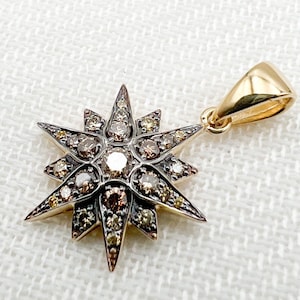 Elegant Star of Bethlehem Pendant | Champagne Diamonds Sparkle | Crafted in 14k Gold