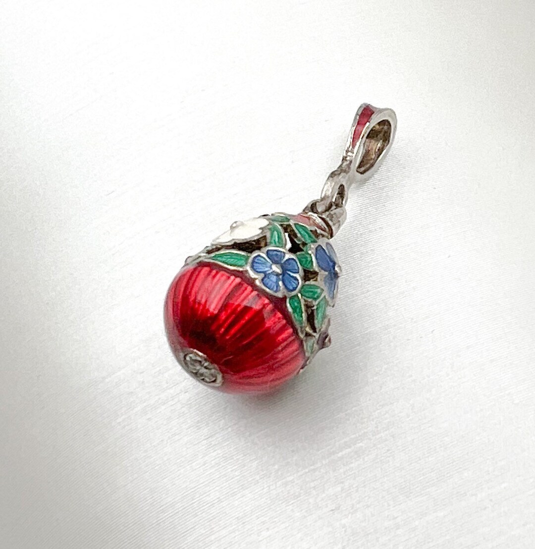 Reg & Green Faberge Egg Charm, Silver 925 and Enamel Lobster Clip Etsy