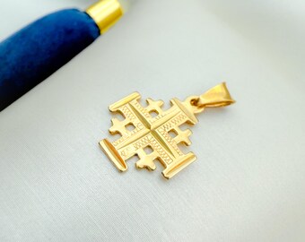エルサレム十字ペンダント 0.55×0.55インチ | 聖地からのユニセックス